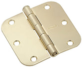 National Hardware N830-224 Door Hinge, 5/8 in Corner Radius, Steel, Satin Brass, Non-Rising, Removable Pin, Full-Mortise